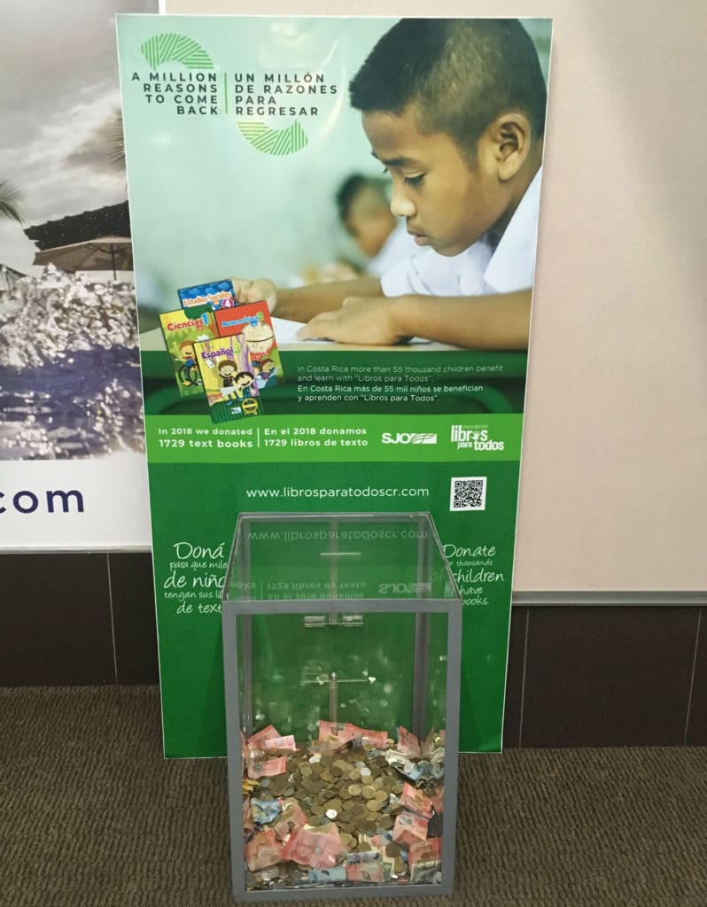 Charity box at SJO