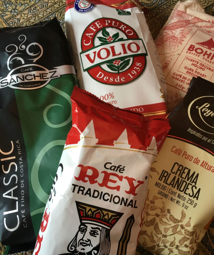 Selection of Costa Rican coffee brands