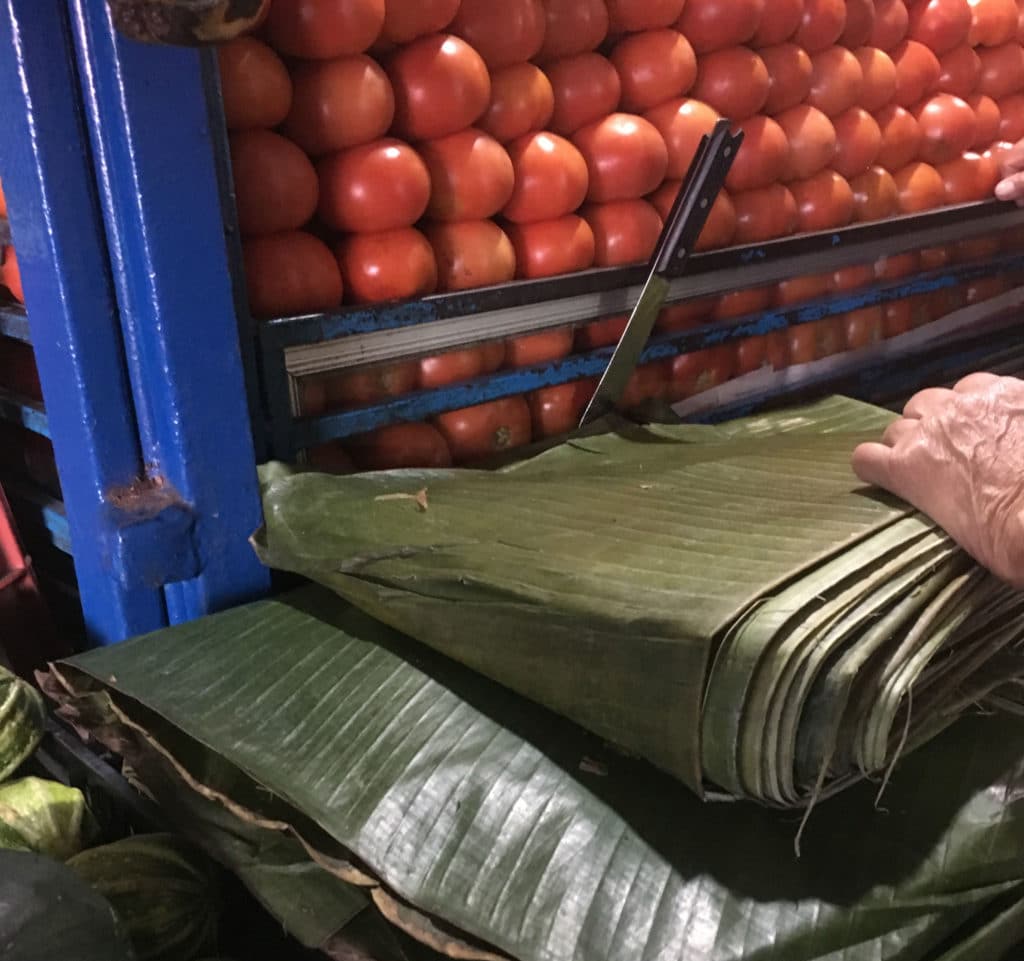 Banana leaves for sale at market